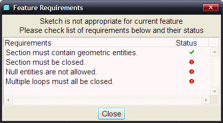 Feature Requirements Failed