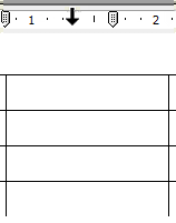 This graphic shows a table column with the table ruler above.