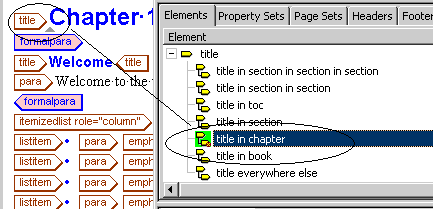 This is an image showing the relationship between a title in a chapter in a document and its corresponding context description” title in chapter” in