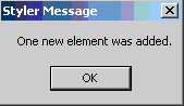 This is an image of a message confirming that one new element was added to the stylesheet