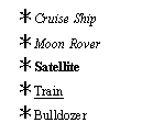 This is an image of a list with 5 entries, each one preceded by a large asterisk