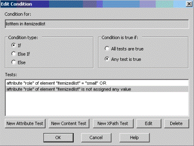 This is an image of the Edit Condition dialog box, showing the two tests in an OR arrangement