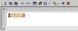 This is an image of the Generated Text Editor for the para everywhere else context, showing an XPathString element followed by a period and a space character