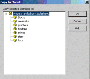 This is an image of the Copy to Module dialog box, with the name of the root module highlighted