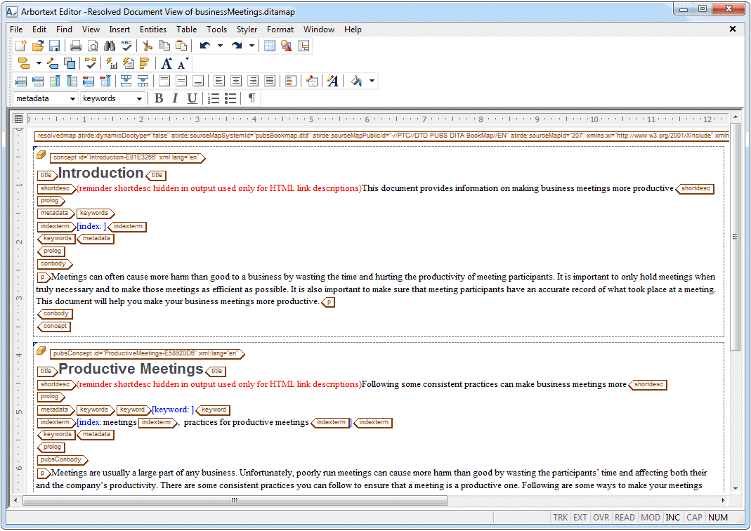 This graphic shows the resolved document for editing.