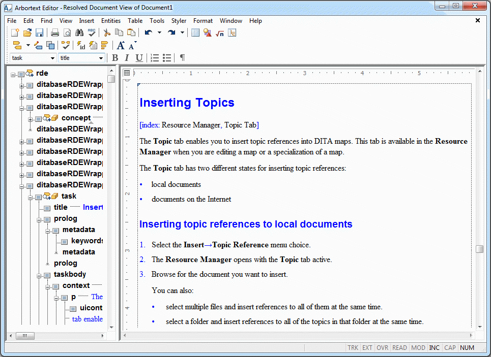 This is a picture of the user interface when editing a resolved document.