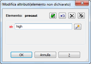 L'immagine rappresenta la finestra di dialogo Modifica attributi contenente un attributo non valido.