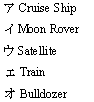 This is an image of a list with 5 entries, which are preceded by the characters ア, イ, ウ, エ, and オ