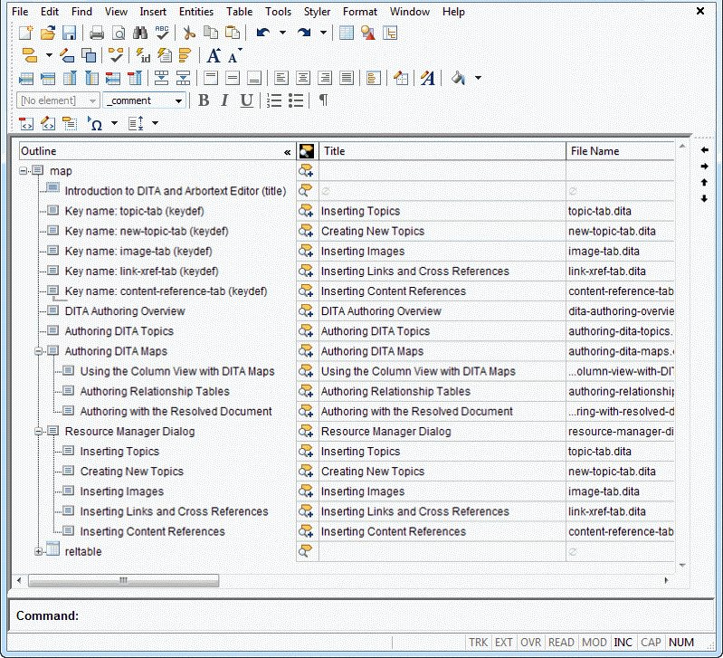 This is a picture of the user interface with just Column view displayed.