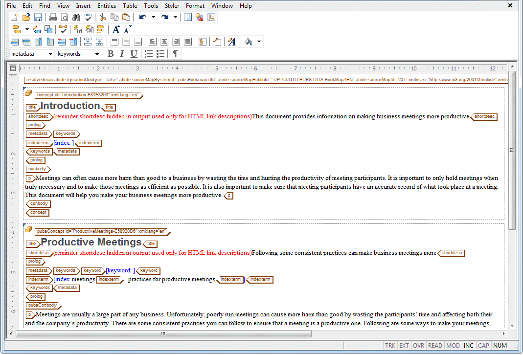 This graphic shows the resolved document for editing.