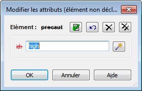 Il s'agit de l'image de la boîte de dialogue Modifier les attributs affichant un attribut non valide.