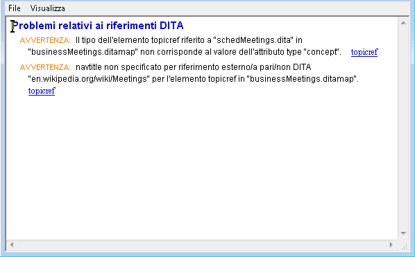 L'immagine mostra la finestra di dialogo Messaggi di verifica di completezza avanzata.