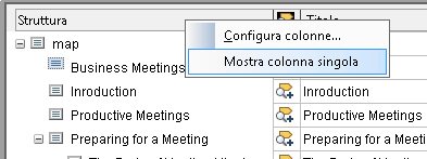 L'immagine mostra il menu di scelta rapida della barra del titolo della vista in colonne.