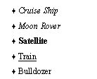 This is an image of a list with 5 entries, each one preceded by a diamond bullet character