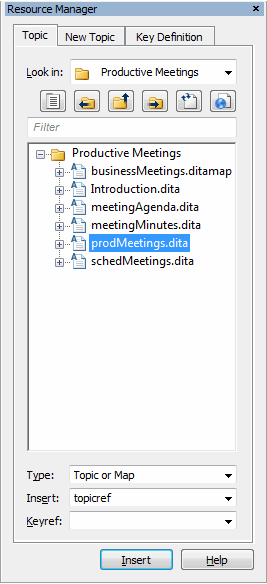 This graphic shows the Topic tab with the selected document.