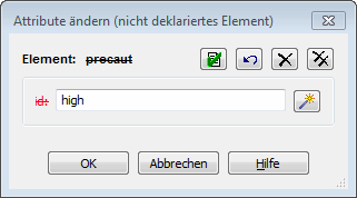 Diese Abbildung zeigt das Dialogfenster "Attribute ändern" mit einem ungültigen Attribut.