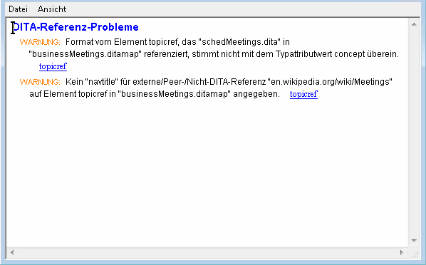 Diese Abbildung zeigt das Dialogfenster "Verfeinerte Vollständigkeitsprüfungs-Meldungen".