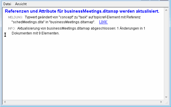 Diese Abbildung zeigt das Dialogfenster "Referenzmeldungen aktualisieren".