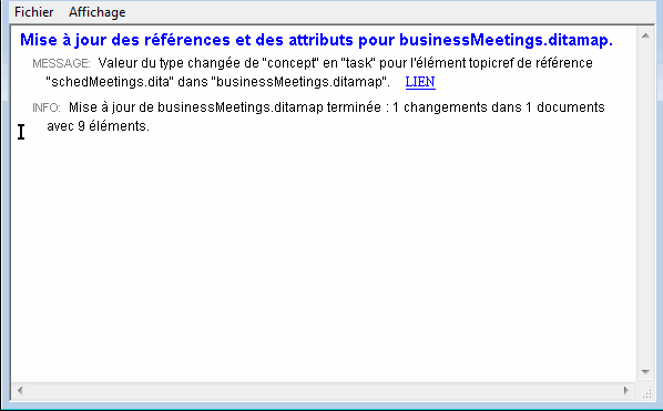 Ce graphique présente la boîte de dialogue Mettre à jour les messages des références.