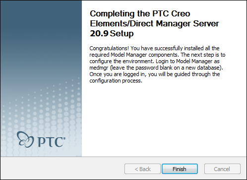 Completing the setup window