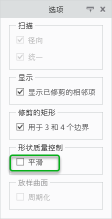 显示“平滑”(Smooth) 选项的“曲面选项”(Surface Options) 选项卡