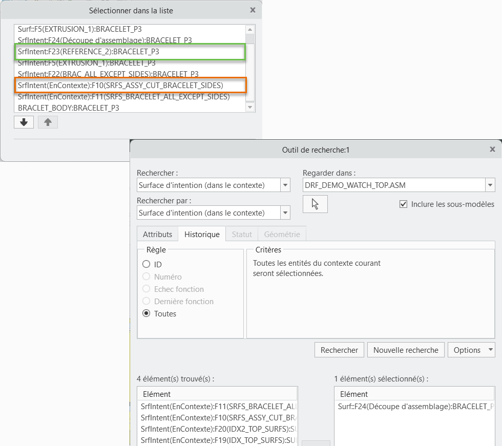 Références locales et contextuelles et Outil de recherche avec requête
