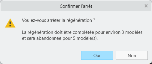 Message d'invite pour arrêter la régénération