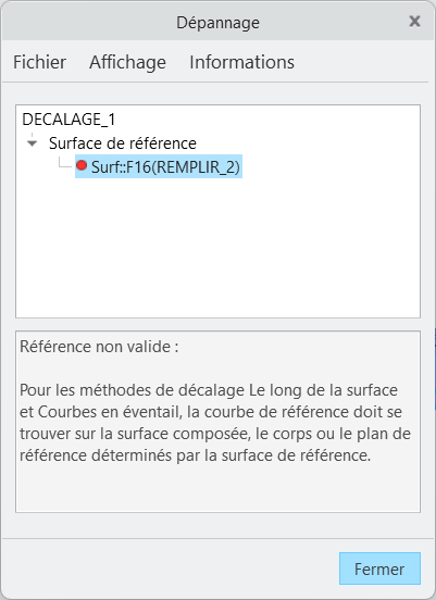 Un message de référence non valide s'affiche dans l'outil Dépannage en cas de problème avec la référence