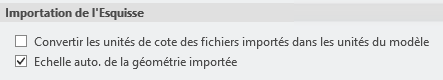 Boîte de dialogue des options d'esquisse affichant la nouvelle option de configuration.