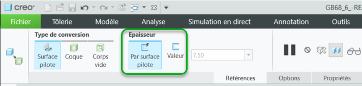options d'épaisseur