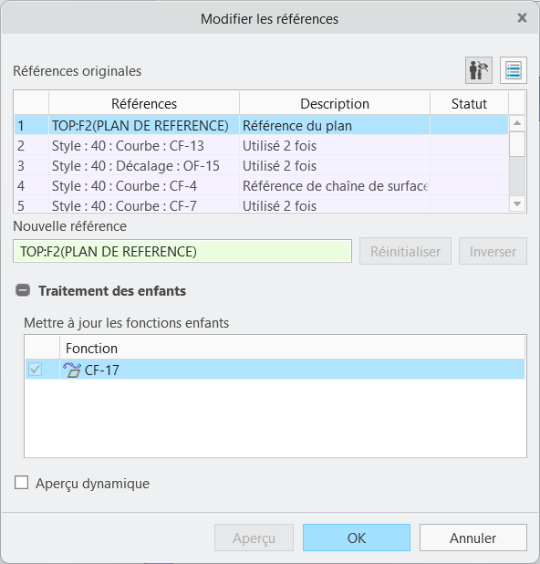 Boîte de dialogue Modifier les références dans Style
