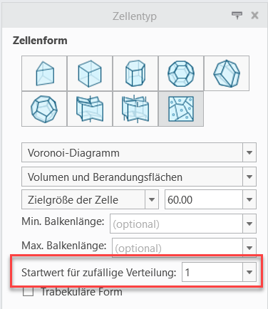 Startwert für zufällige Verteilung auf der Registerkarte "Zellentyp"