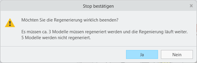 Meldungs-Eingabeaufforderung zum Stoppen der Regenerierung