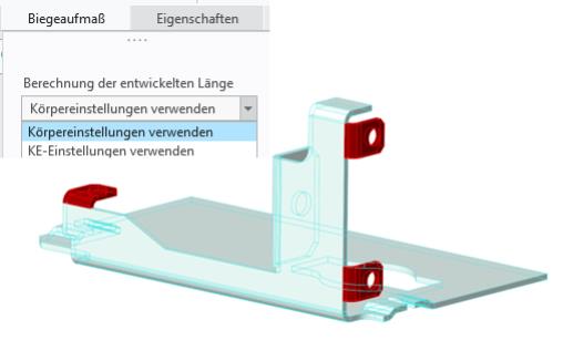 Biegeaufmaß-Optionen beim Zusammenführen