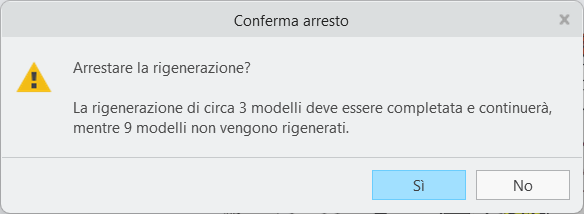 Prompt dei messaggi per arrestare la rigenerazione
