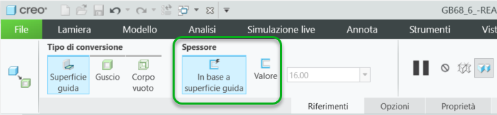 opzioni di spessore