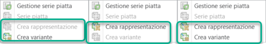 Crea variante, Crea rappresentazione o entrambe le opzioni