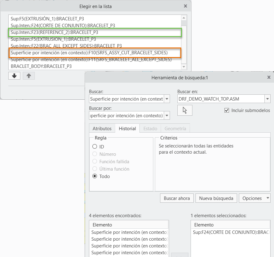 Referencias locales y en contexto, y herramienta de búsqueda con consulta