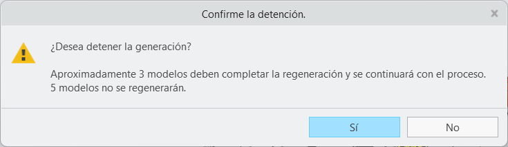 Indicación de mensaje para detener la regeneración