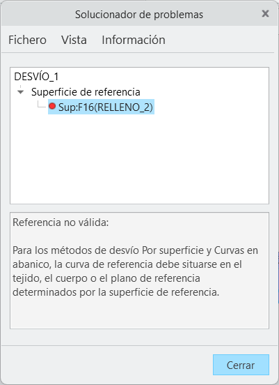 Aparece un mensaje de referencia no válida en el solucionador de problemas si hay algún problema con la referencia