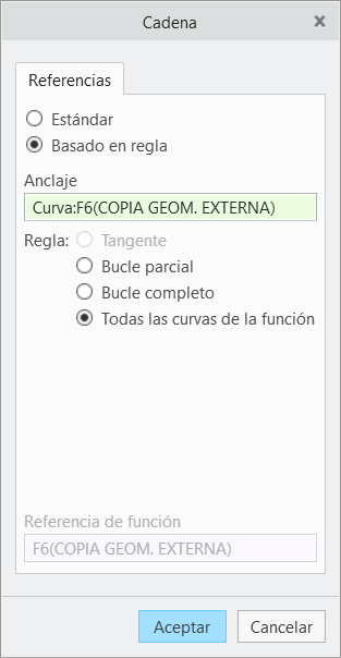 Cuadro de diálogo de selección de cadena