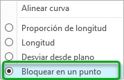 Menú de accesos directos del extremo de reparametrización