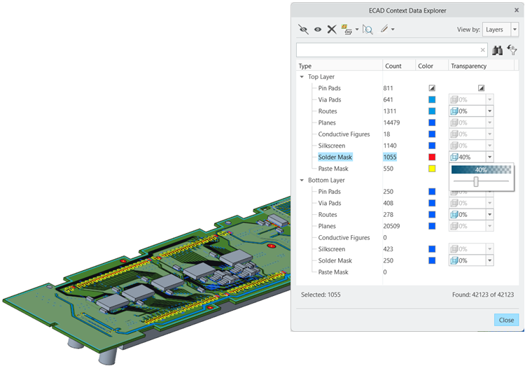 context data dialog box with transparency