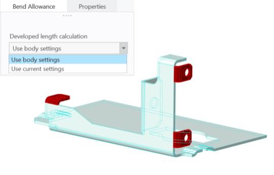Bend allowance options in Merge