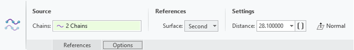 Offset Curve tab with enhanced Chains collector