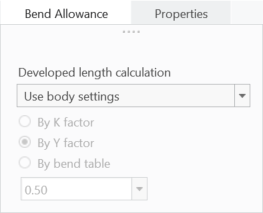 Bend allowance Use body settings option