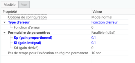 Formulaire de paramètre parallèle