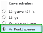 Kontextmenü des Endpunkts "Neuparametrisierung" (Reparameterization)