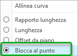 Menu di scelta rapida di un punto finale di riparametrizzazione