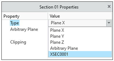 Dialog box for creating a Section